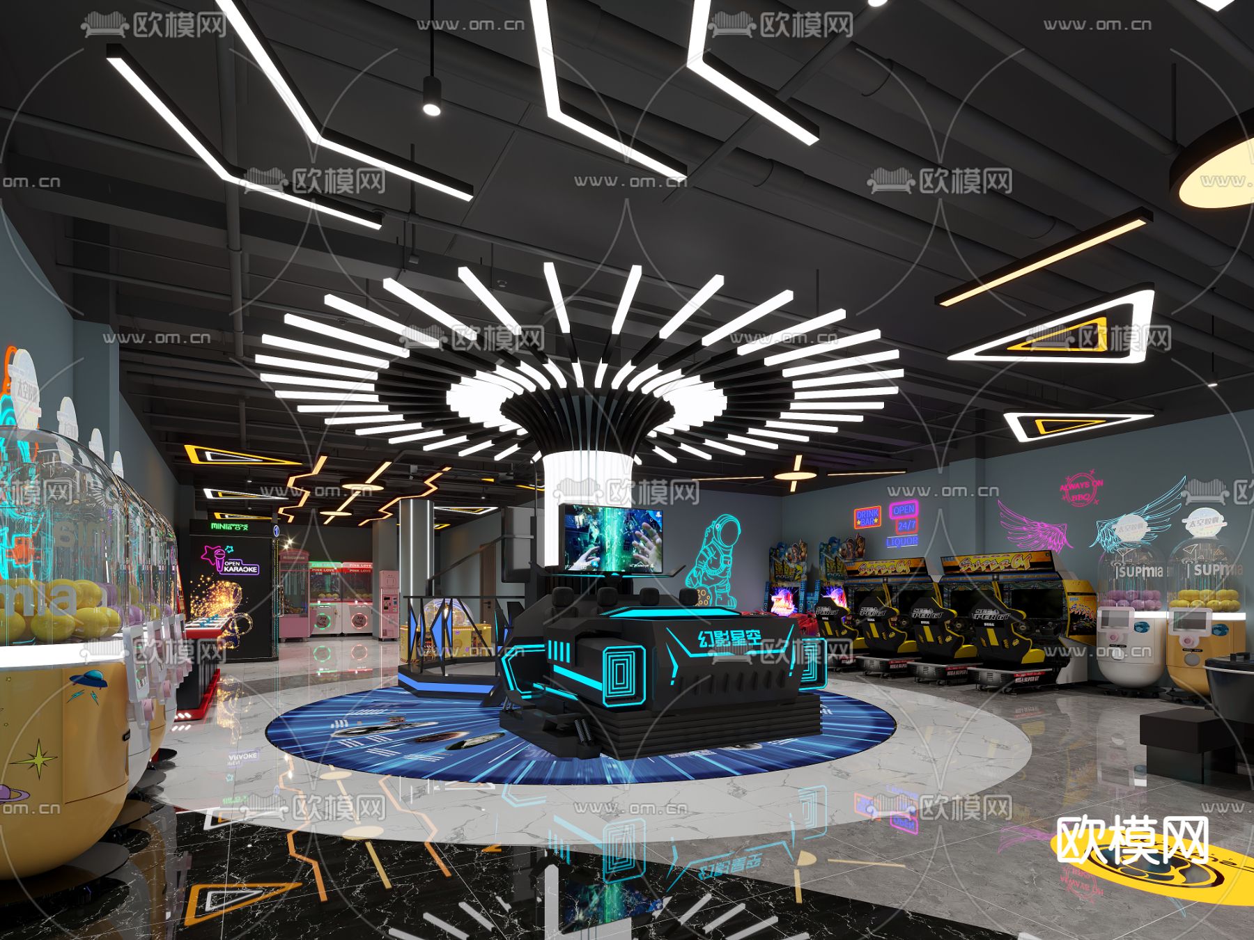 电玩城 游戏城 娱乐城3d模型下载（渲染图1）