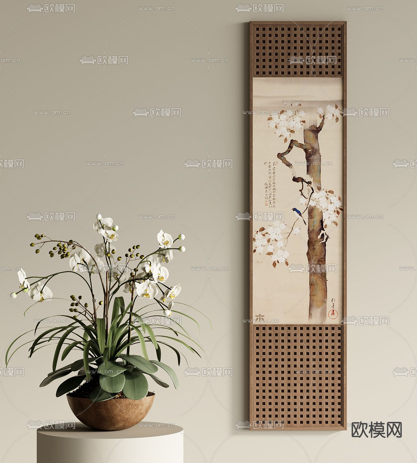 新中式装饰画su模型