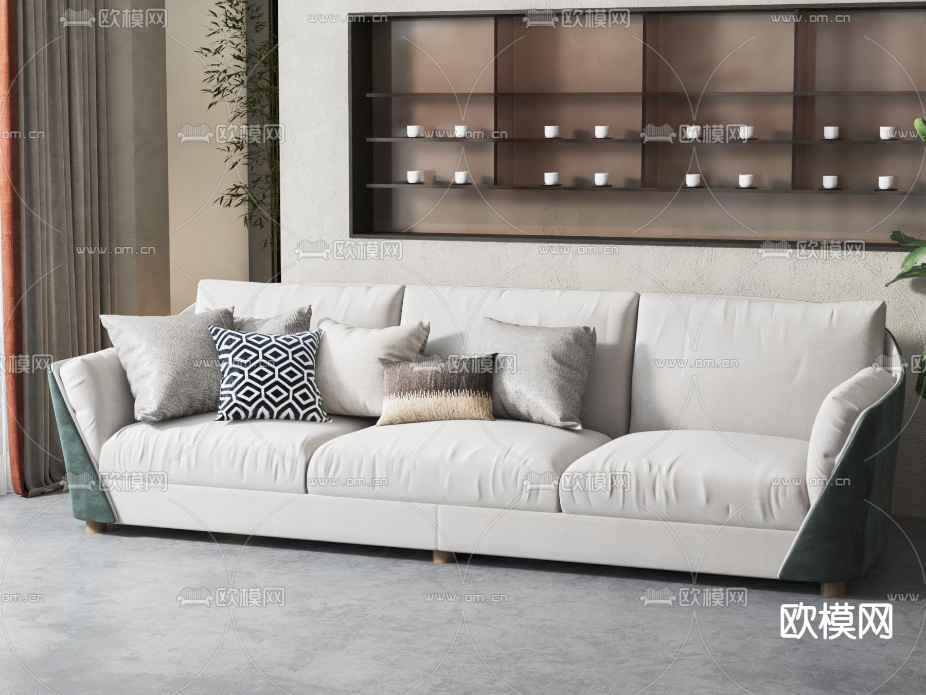 现代多人沙发su模型下载（渲染图2）