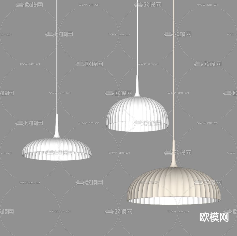 奶油风吊灯su模型下载（渲染图2）