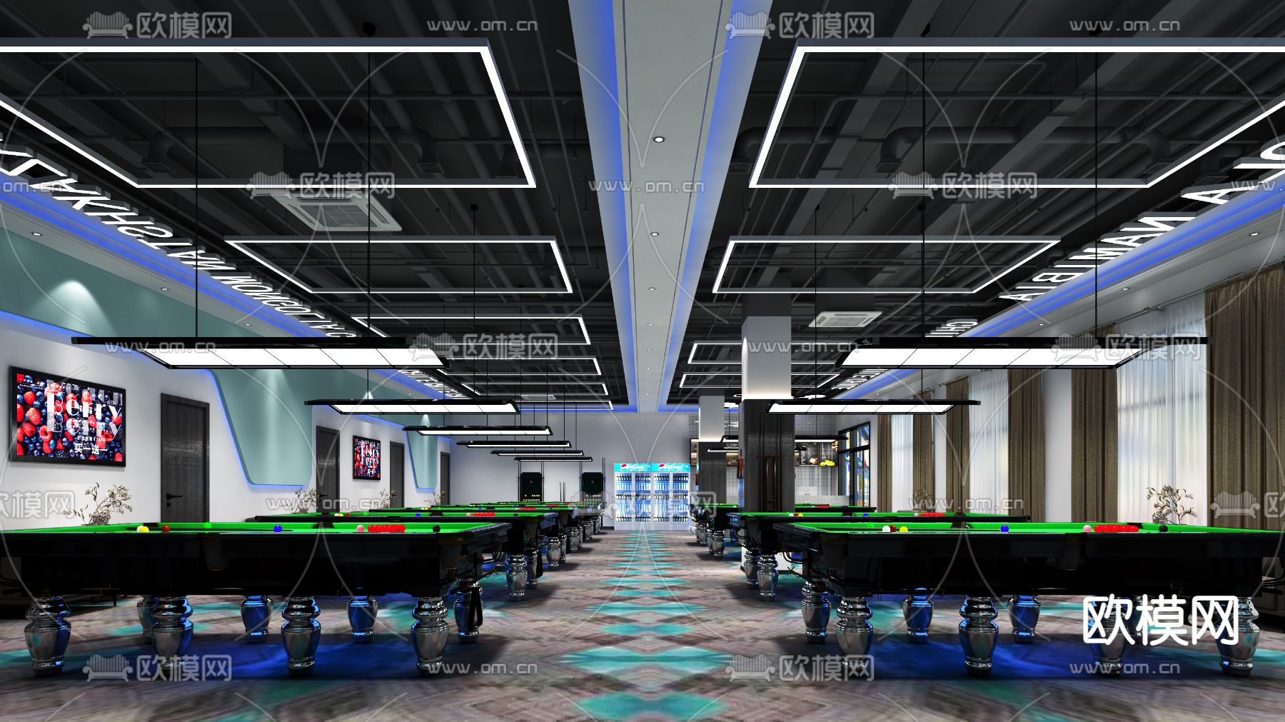 台球室 桌球馆3d模型下载（渲染图4）