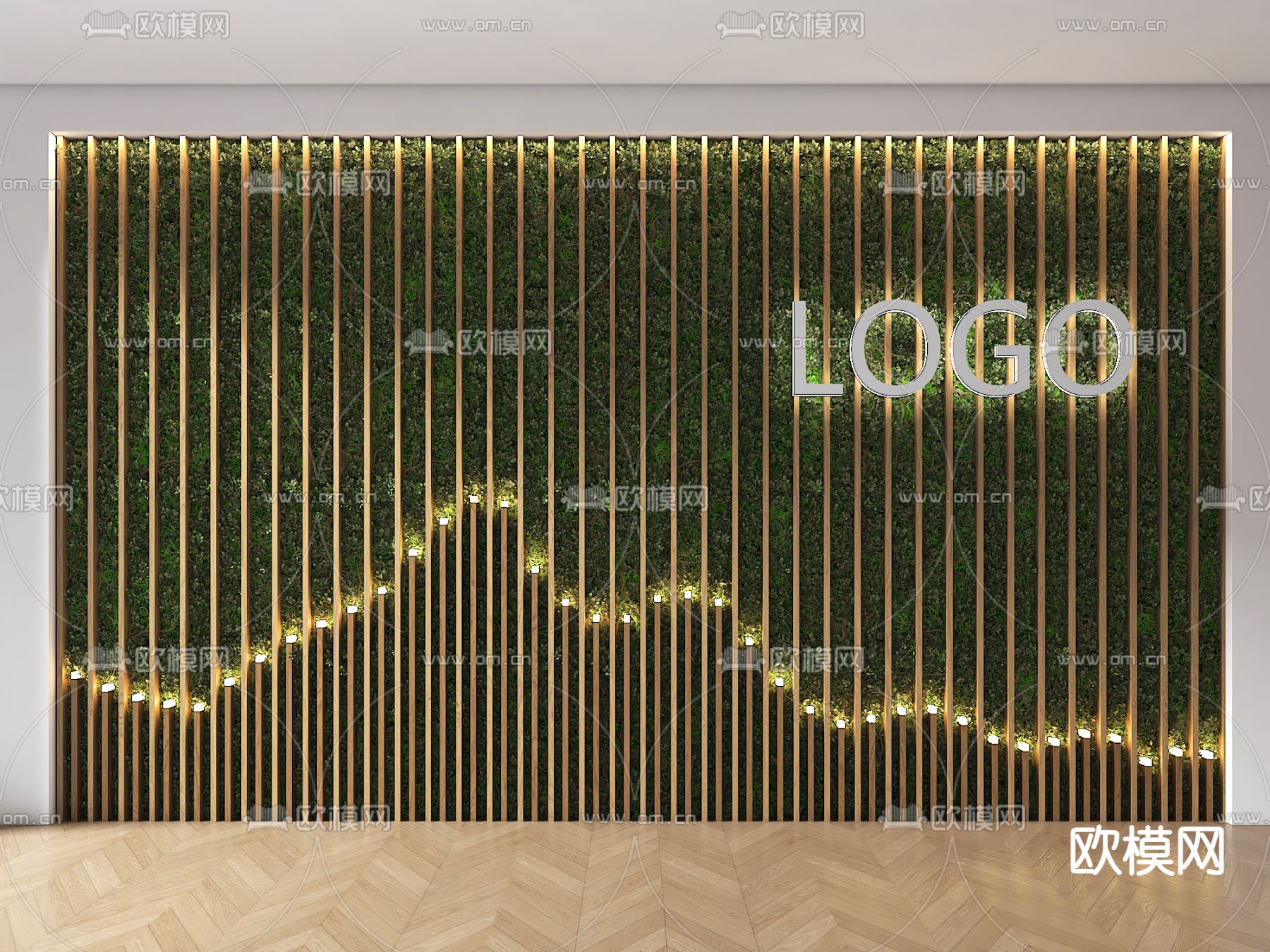 绿植背景墙su模型下载（渲染图2）