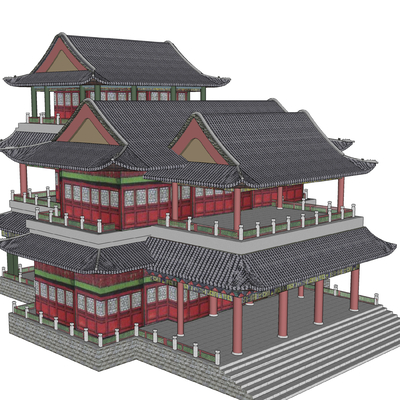  中式房屋su模型 