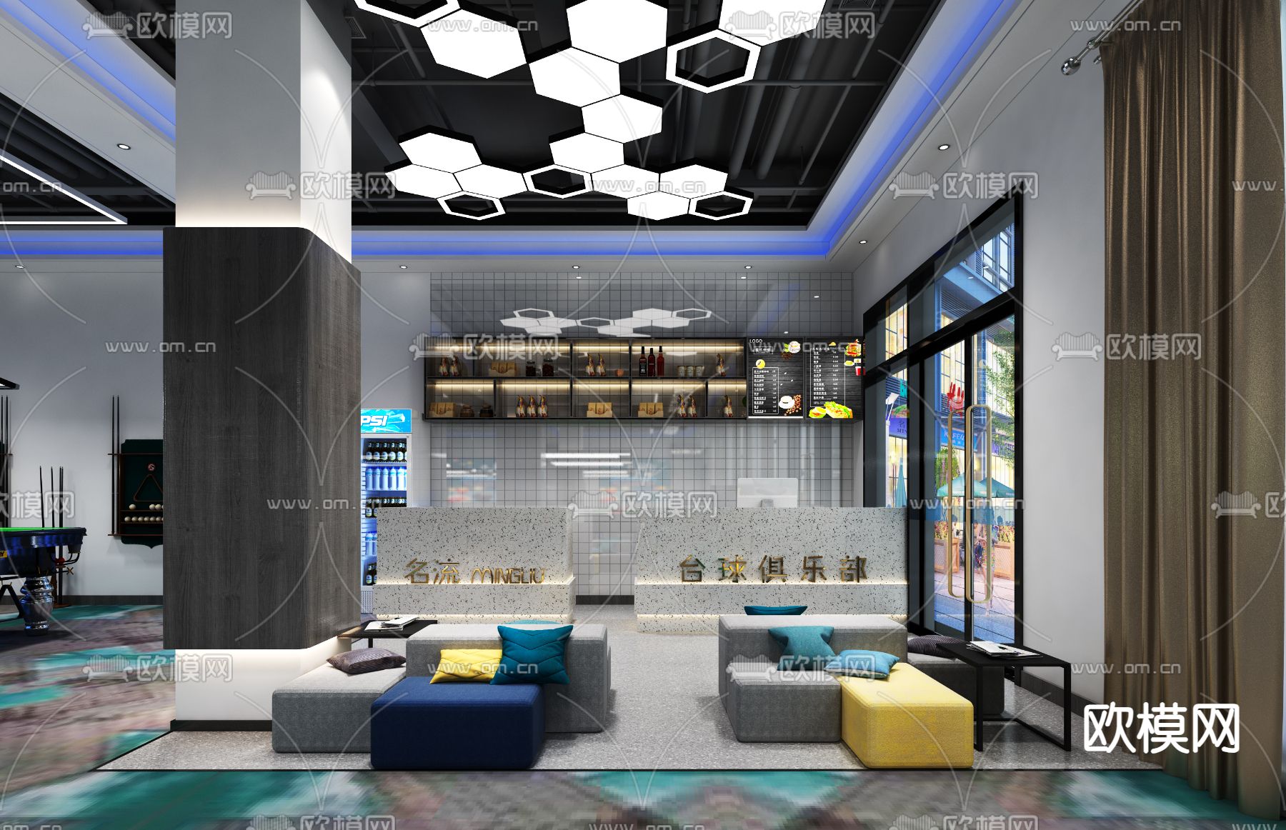 台球室 桌球馆3d模型下载（渲染图1）
