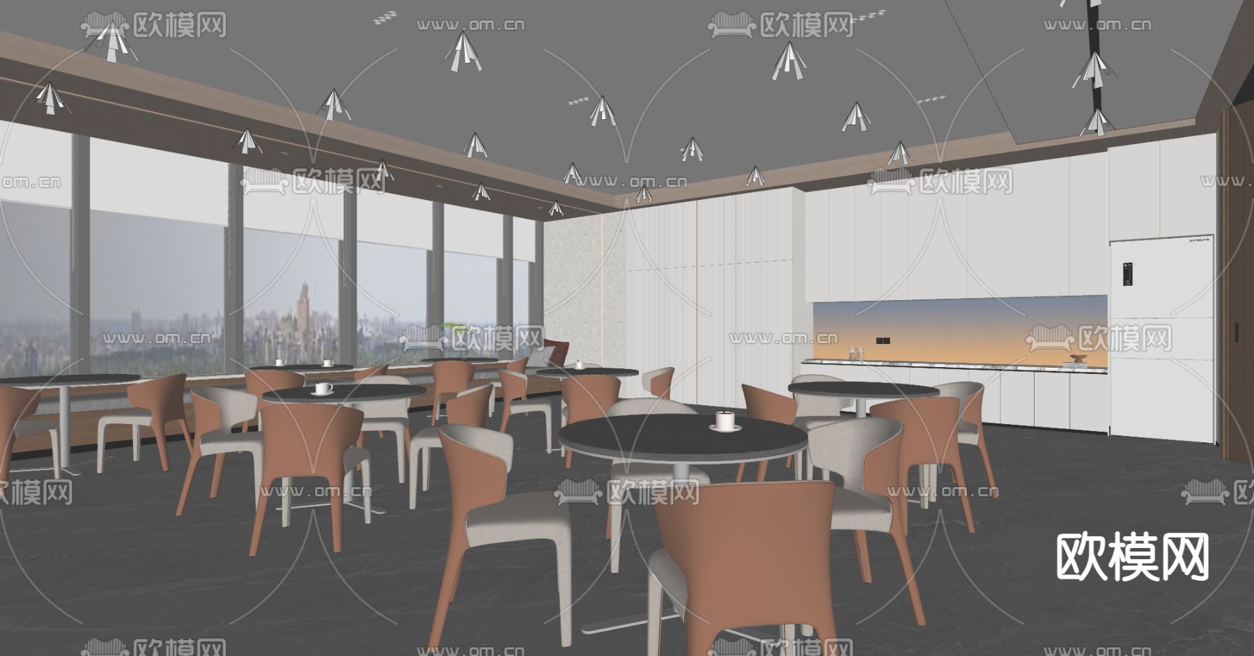 办公室茶水间 休息区su模型下载（渲染图2）