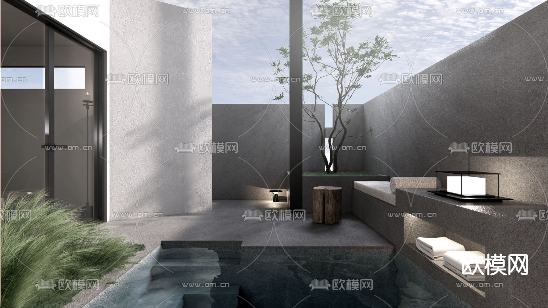 民宿卧室 双人客房su模型下载（渲染图4）