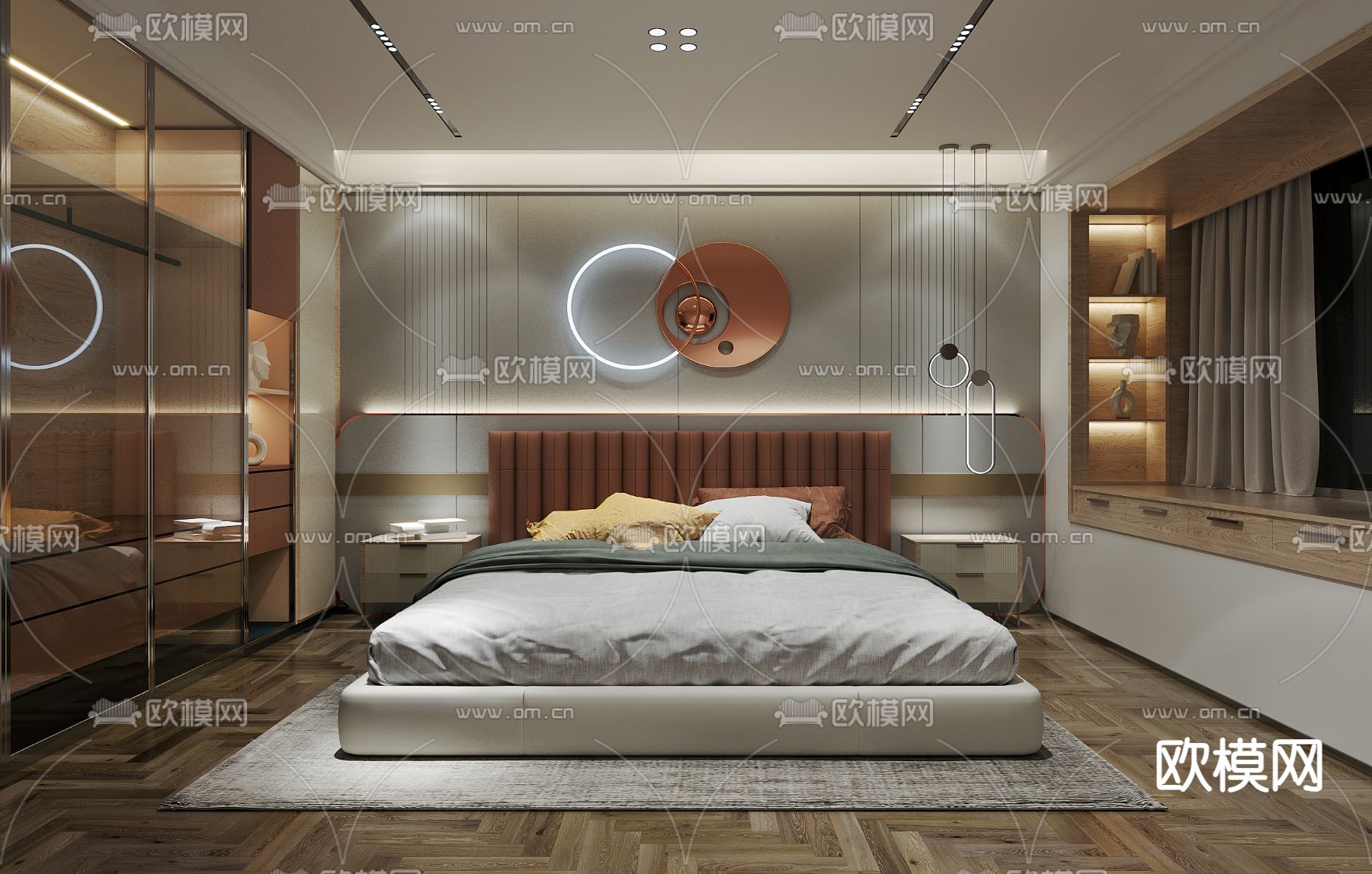 现代卧室 主卧 主人房免费3d模型下载