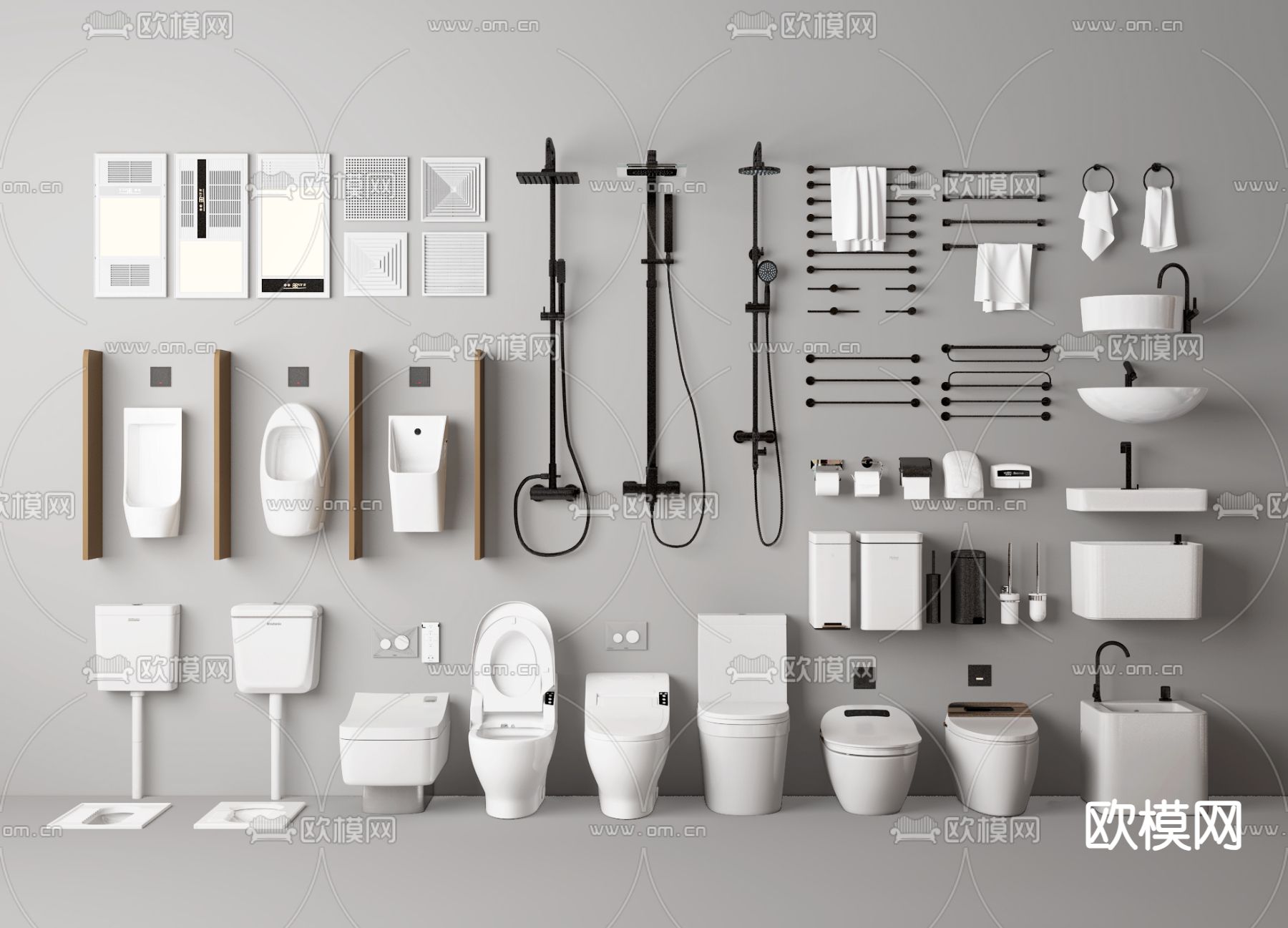 马桶 坐便器 尿斗 花洒 洁具3d模型下载