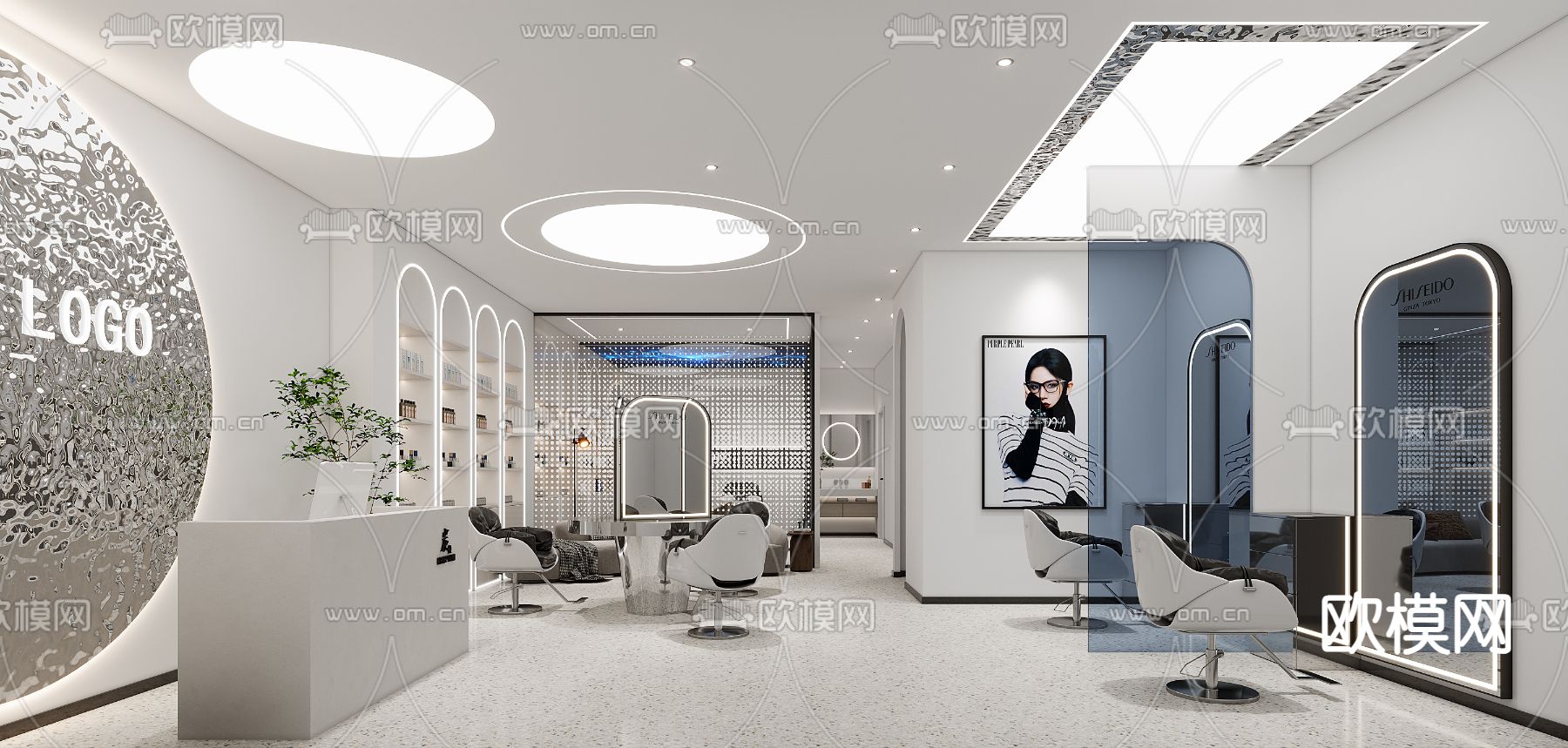 理发店 美发店3d模型下载（渲染图1）