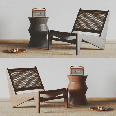  侘寂风休闲躺椅su模型 