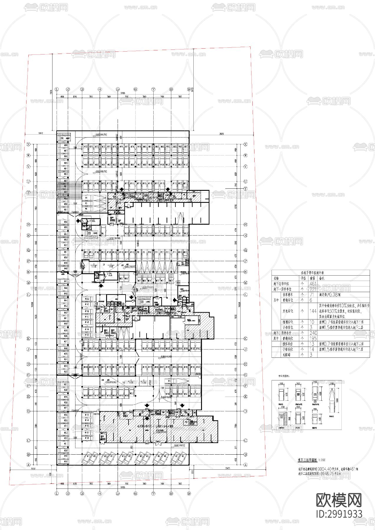 公租房地下车库cad平面图下载