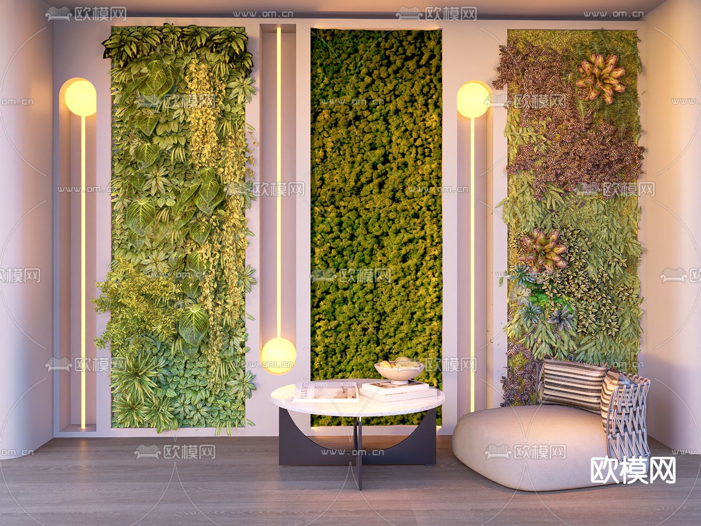 植物墙 绿植墙 苔藓墙su模型下载（渲染图1）