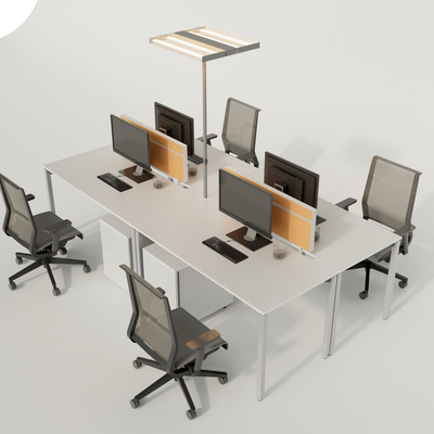  卡位办公桌 工位su模型 
