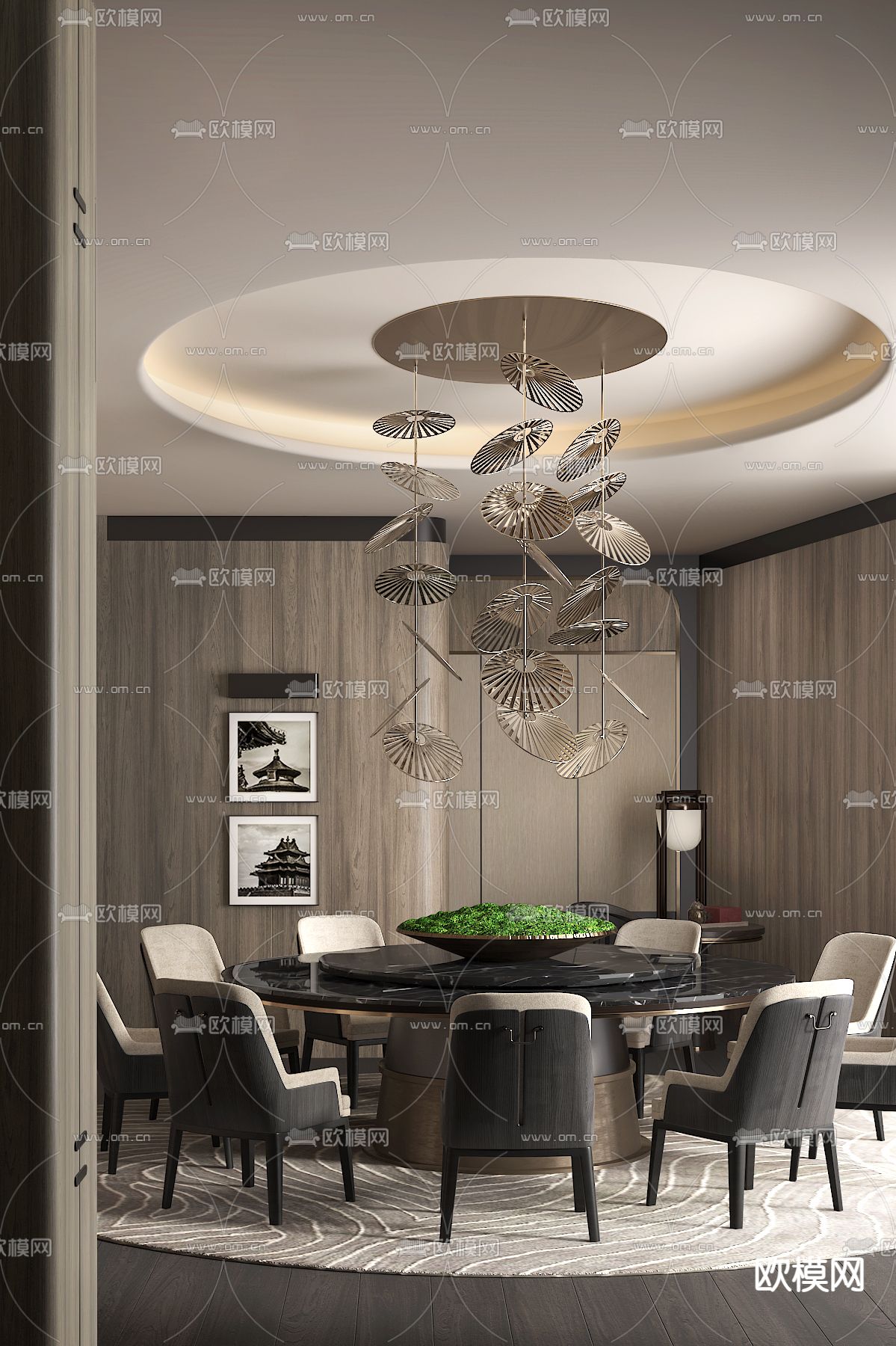 郑中设计 餐厅包房3d模型下载