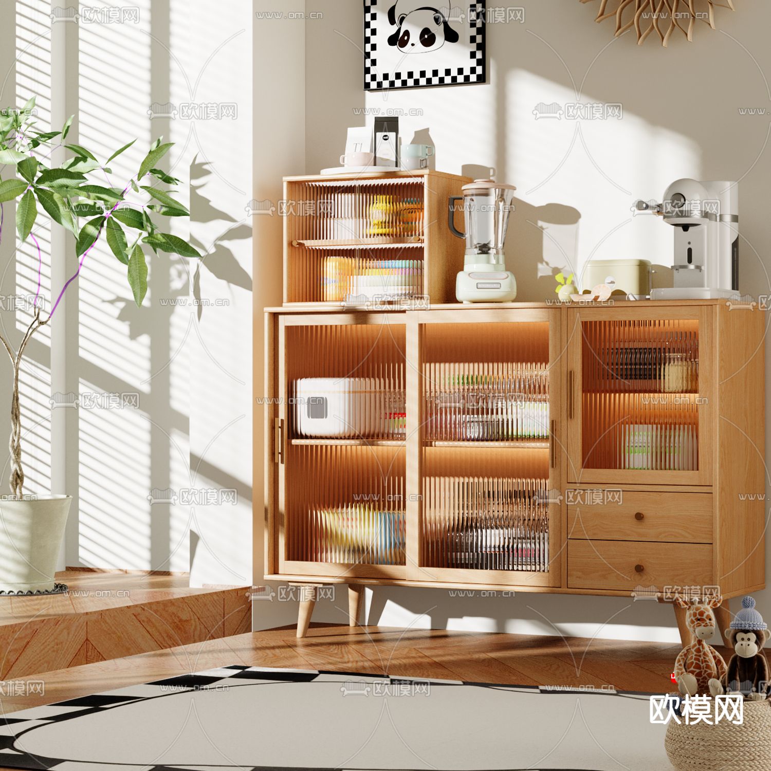 北欧餐边柜 茶水柜3d模型下载