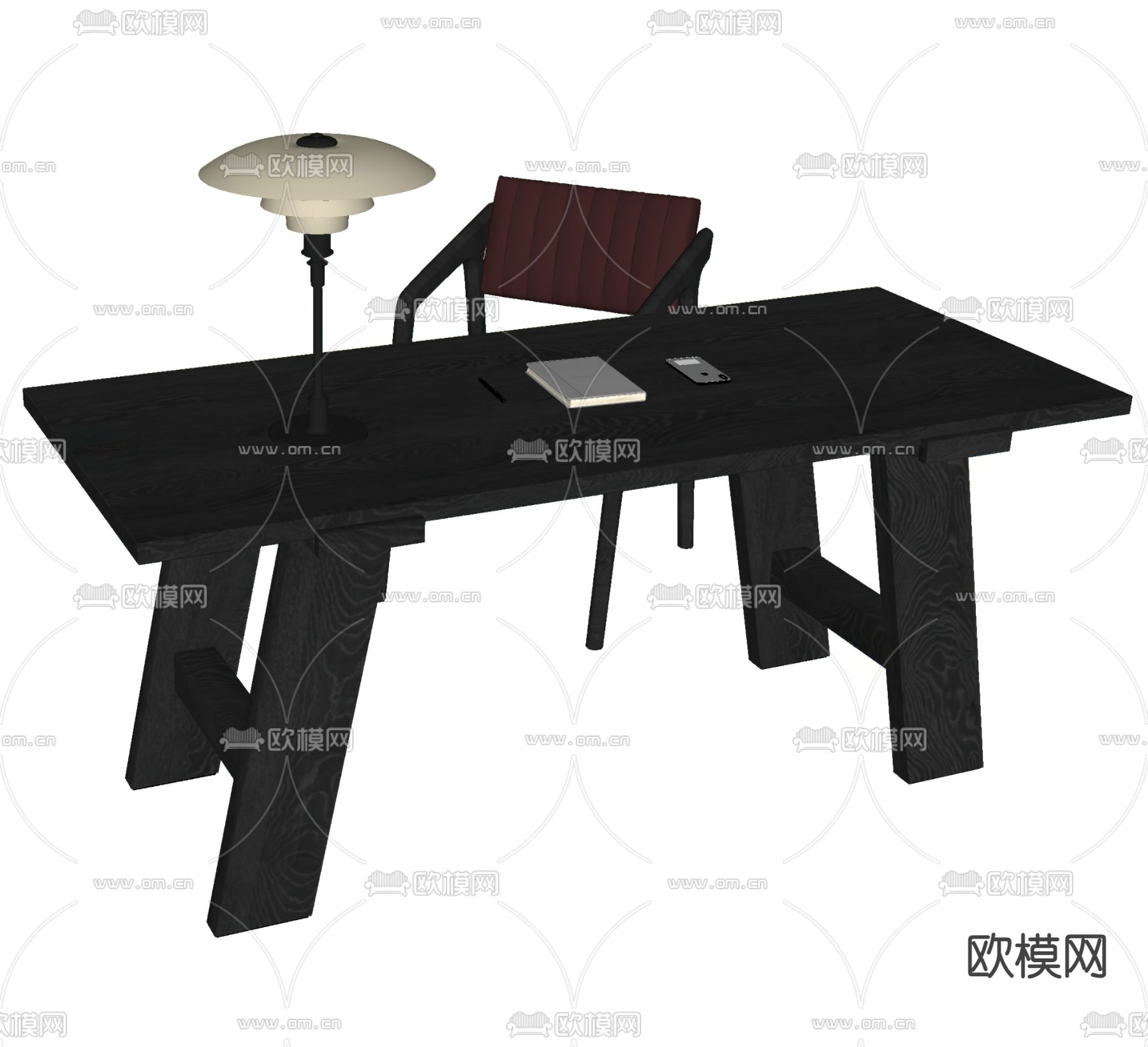 Poliform 书桌椅su模型下载（渲染图1）