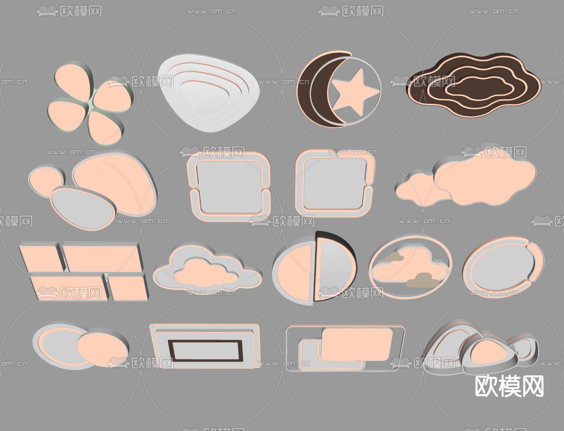 几何吸顶灯 卧室灯su模型下载（渲染图2）