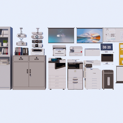  办公用品 打印机 投影仪 幕布su模型 