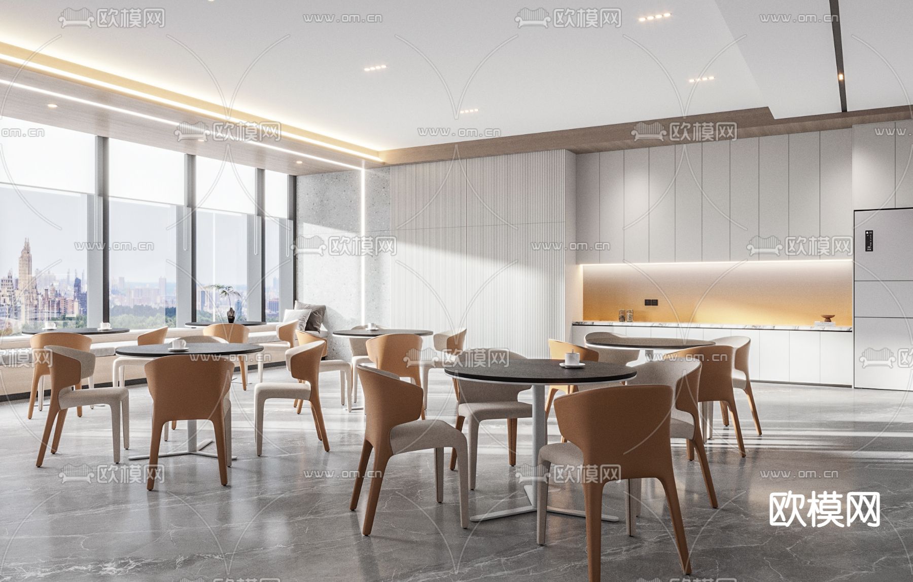 办公室茶水间 休息区su模型下载（渲染图1）