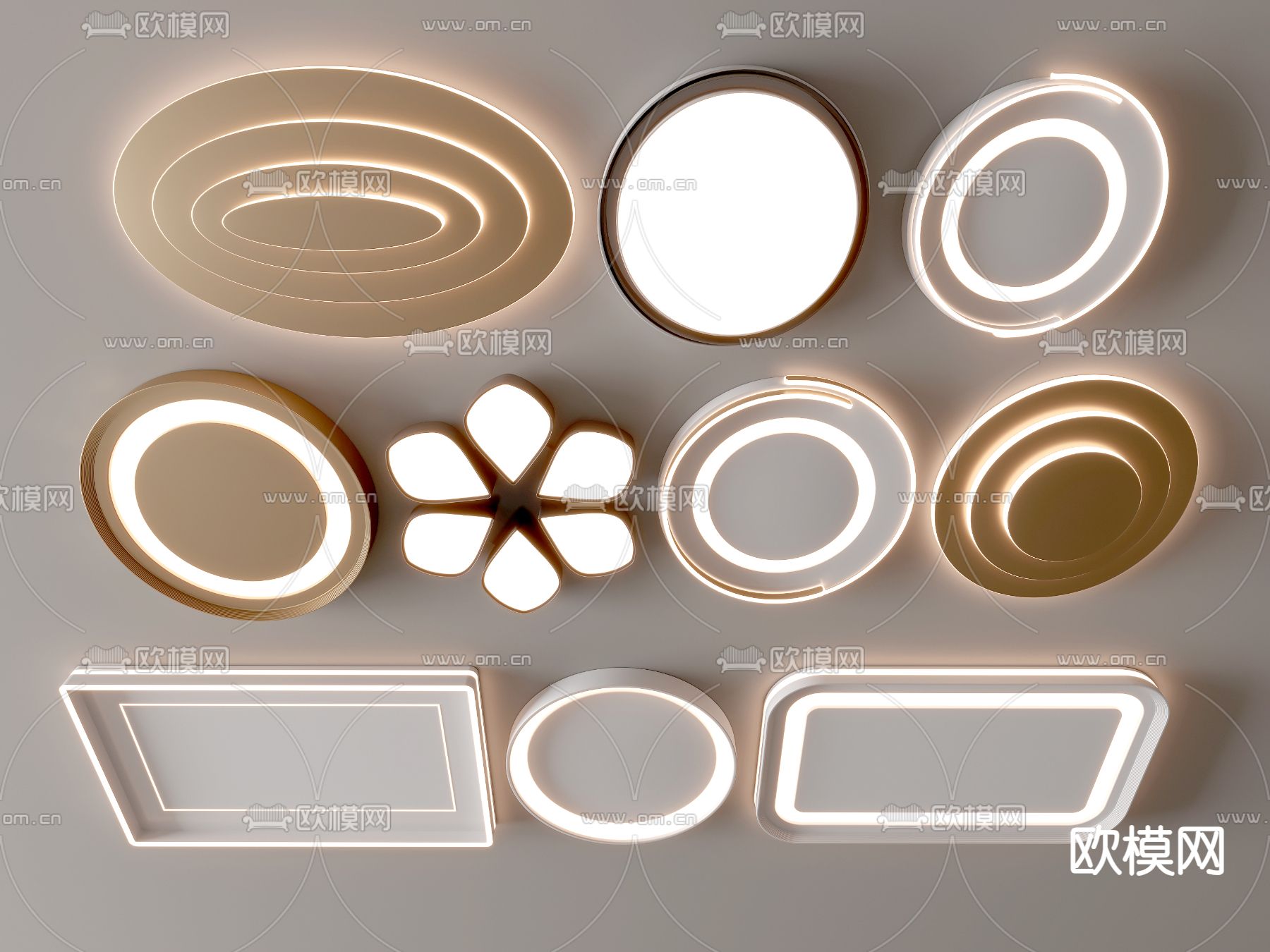 现代吸顶灯su模型下载（渲染图2）