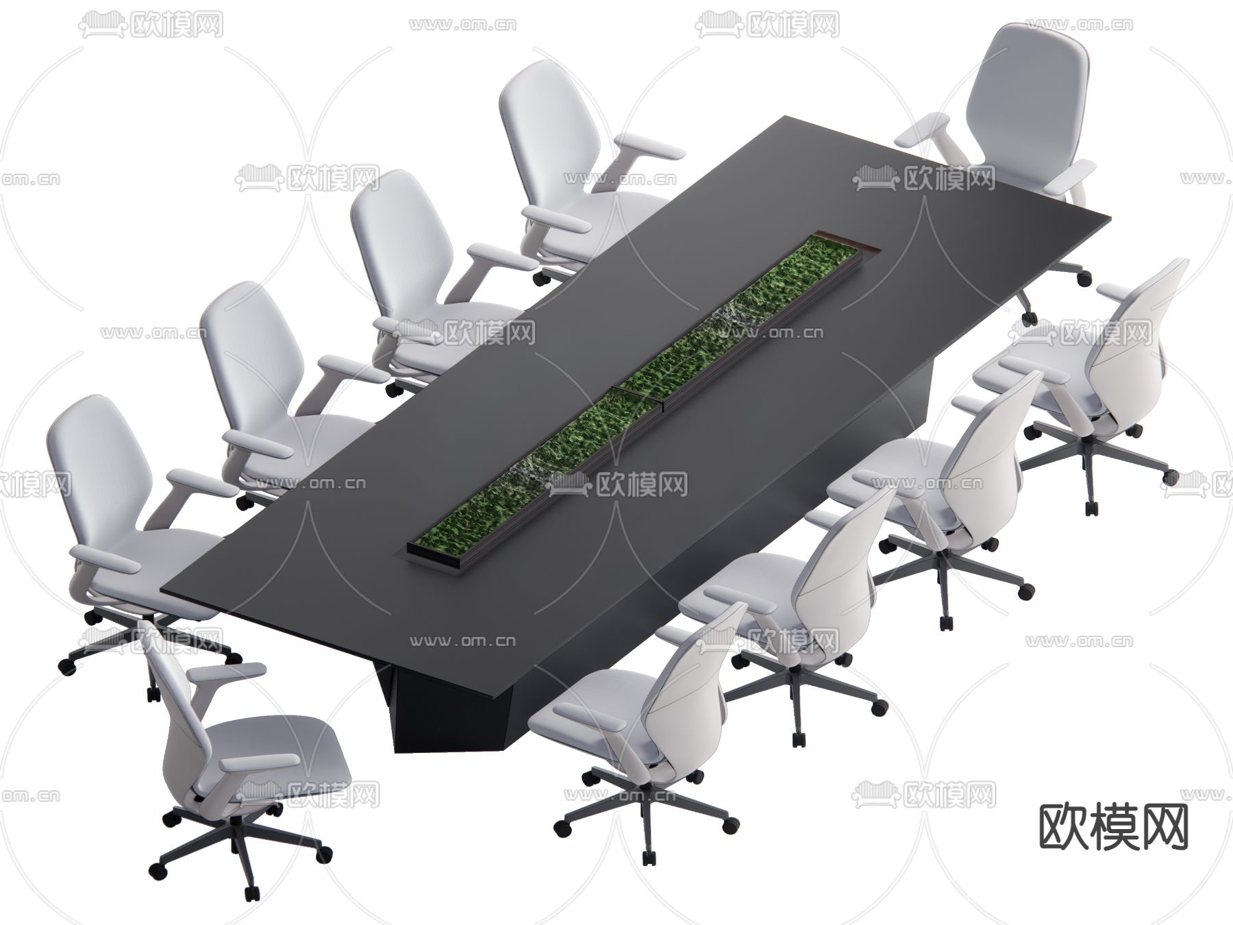 现代会议桌su模型下载（渲染图1）