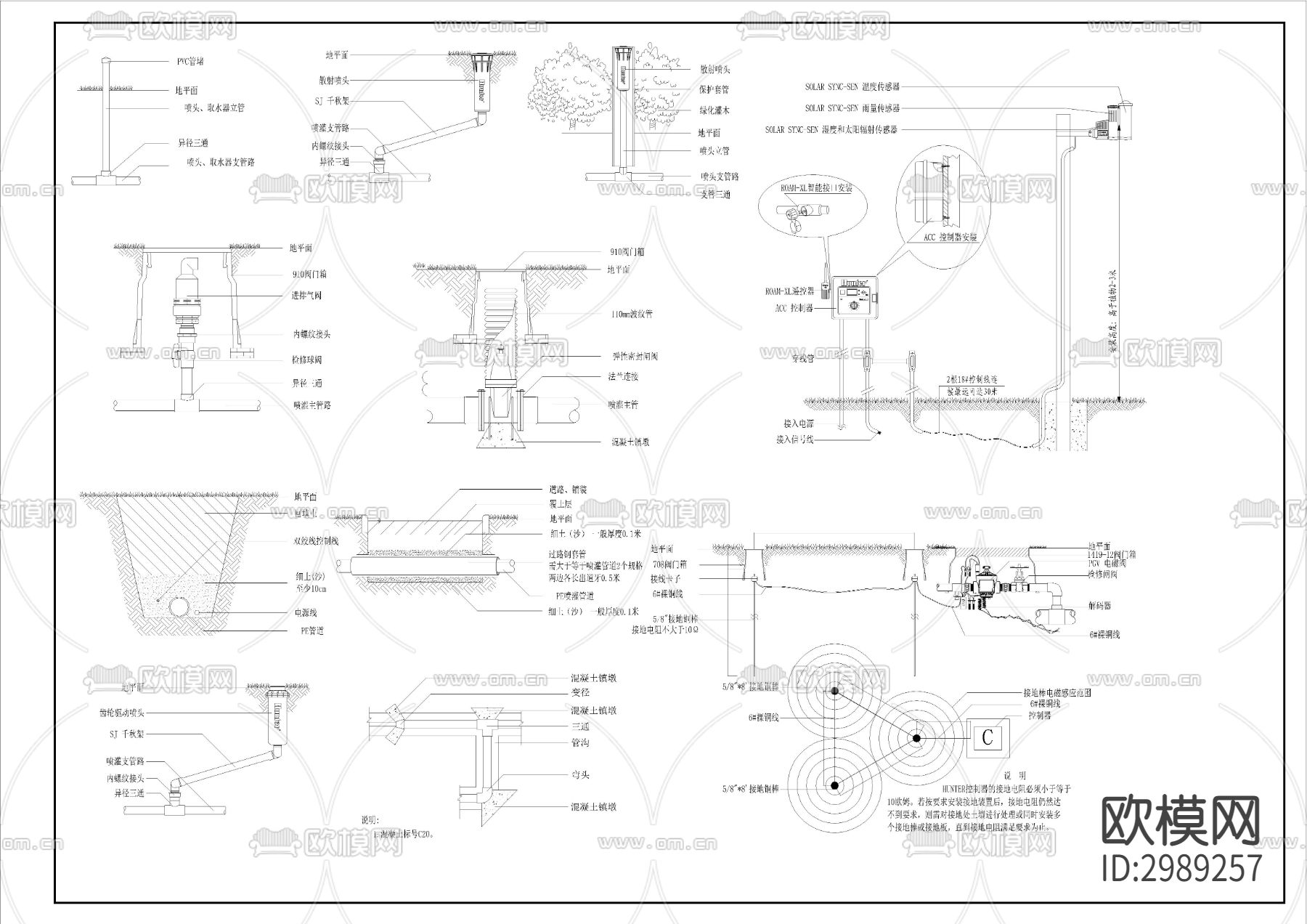 喷灌浇灌系统cad大样图下载（渲染图2）