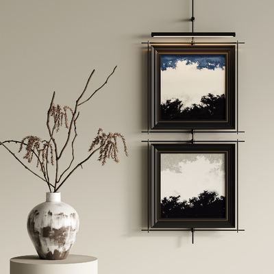 侘寂风装饰画 组合画 挂画su模型