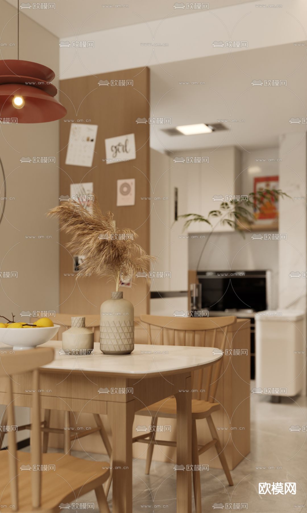 北欧客餐厅3d模型下载（渲染图3）