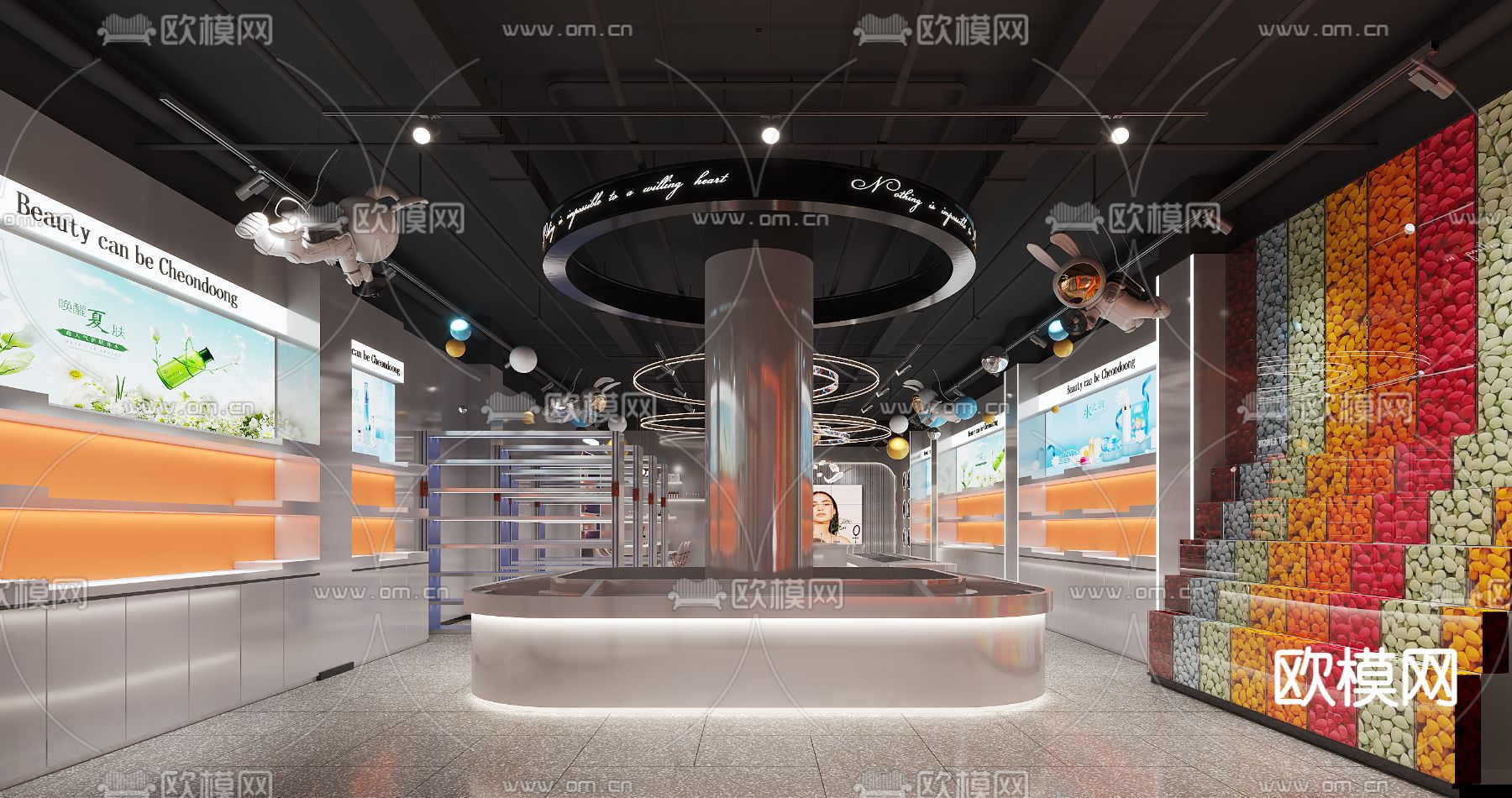 美妆店 美甲店 化妆品店3d模型下载（渲染图2）