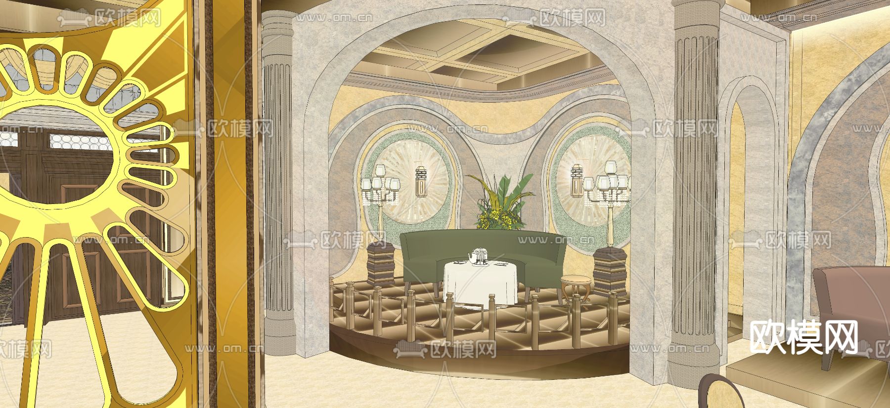 欧式古典 宴会厅 歌舞厅su模型下载（渲染图5）