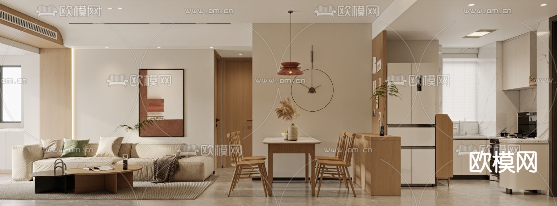 北欧客餐厅3d模型下载（渲染图1）
