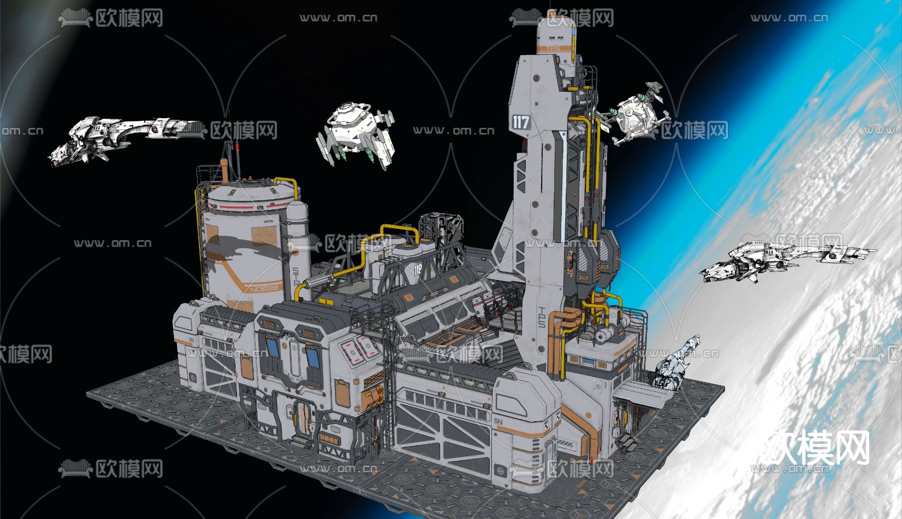 未来科幻 空间站 太空设备su模型下载（渲染图2）