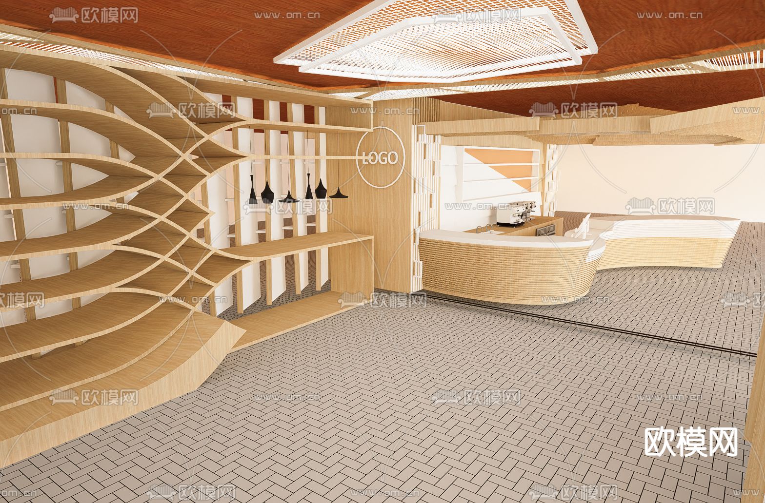 自然风前台 接待su模型下载（渲染图2）