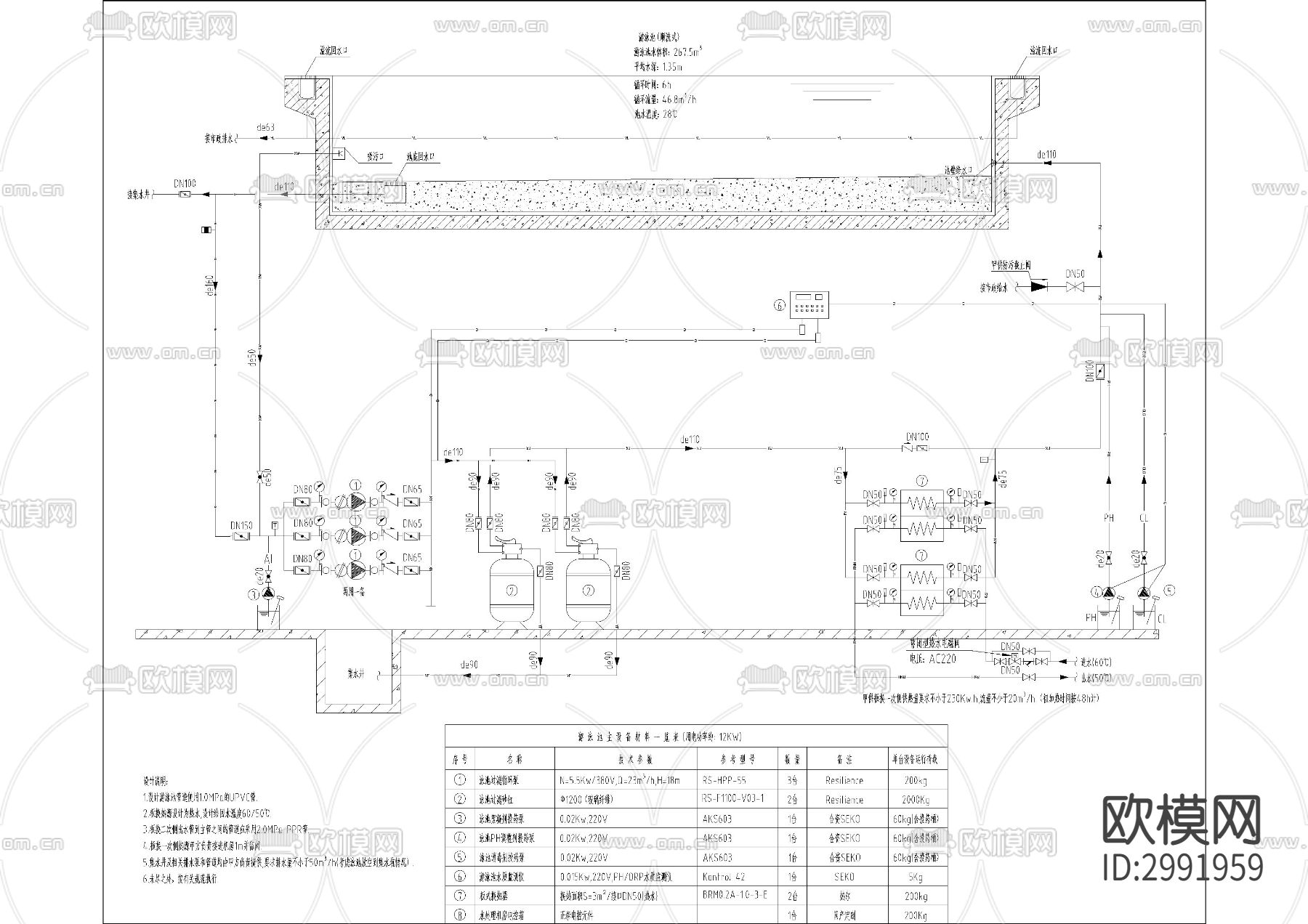地下泳池cad大样图下载（渲染图3）