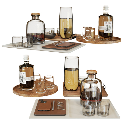  酒瓶 酒杯 酒托su模型 