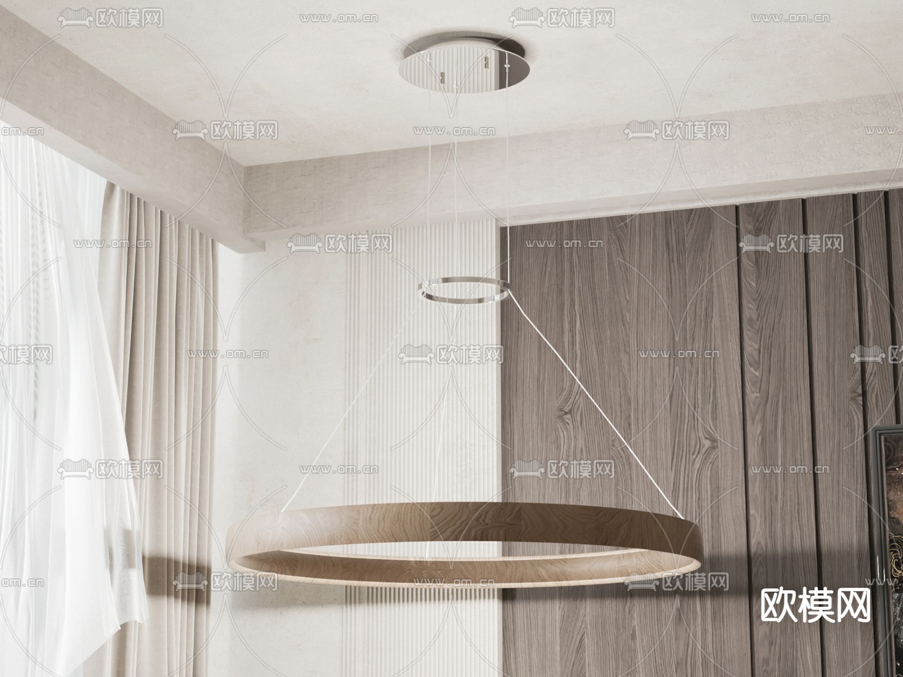 现代吊灯 圆环吊灯su模型下载（渲染图1）