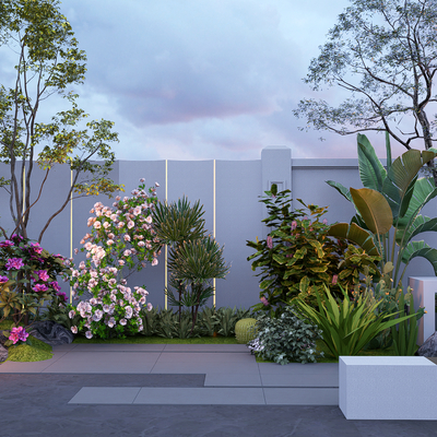  灌木丛 园艺小品 花草绿植堆su模型 