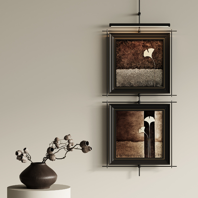 中古风油画 装饰画 组合画 挂画su模型