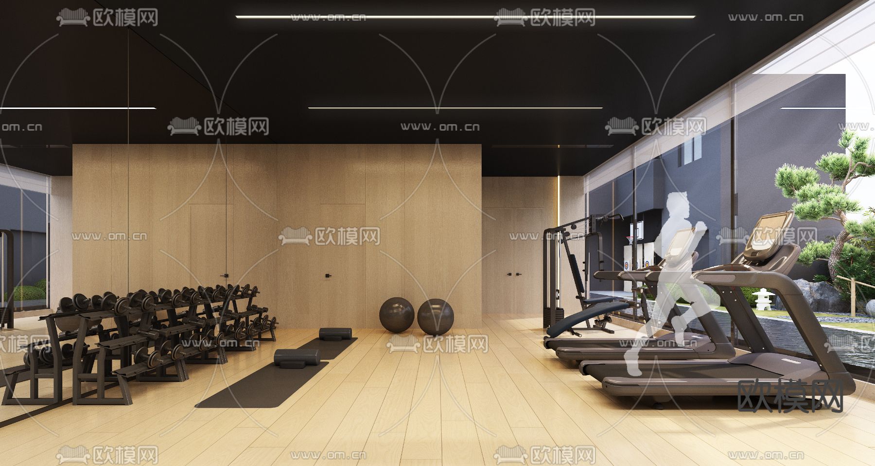 现代健身房3d模型下载（渲染图1）