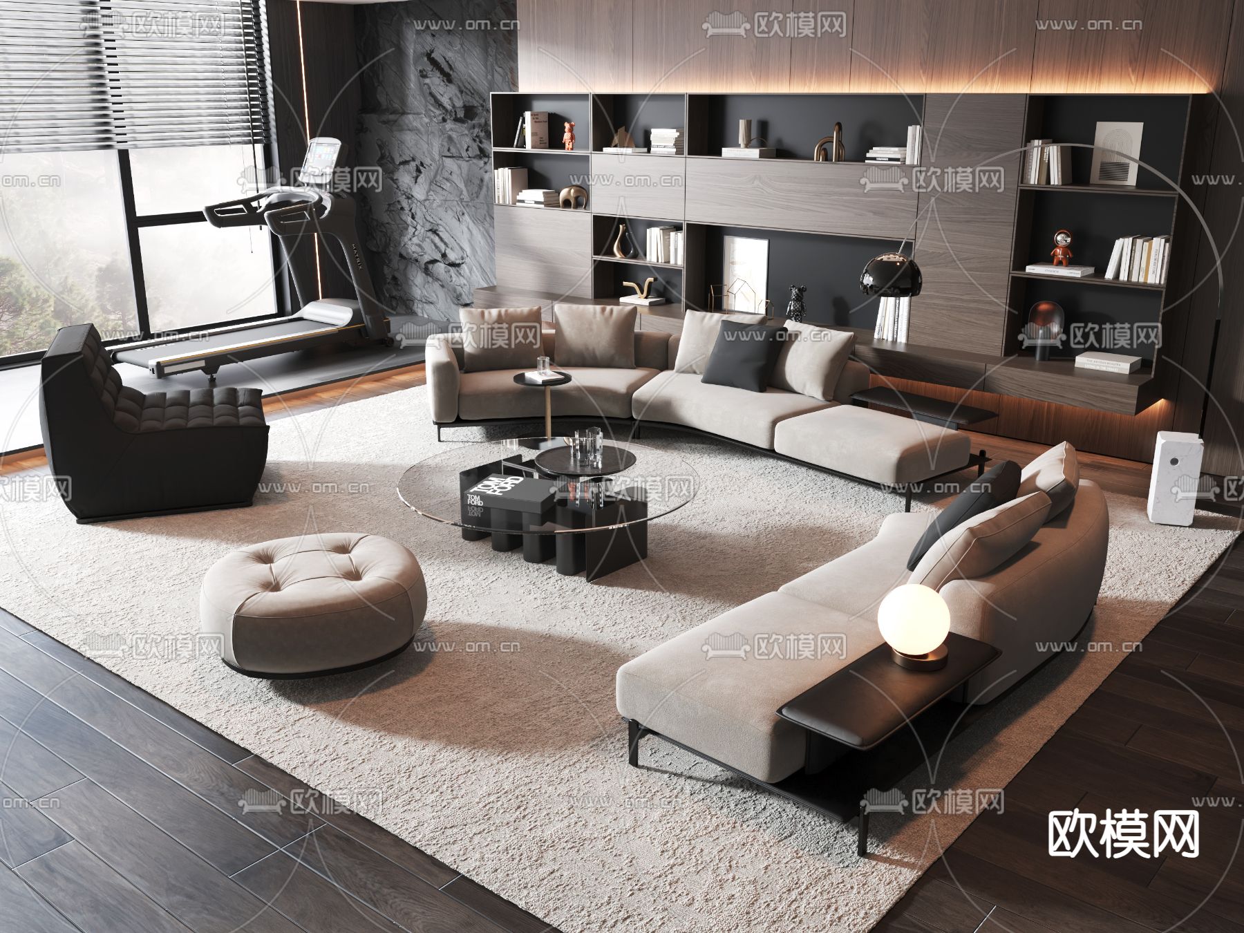 Minotti 组合沙发su模型下载（渲染图1）