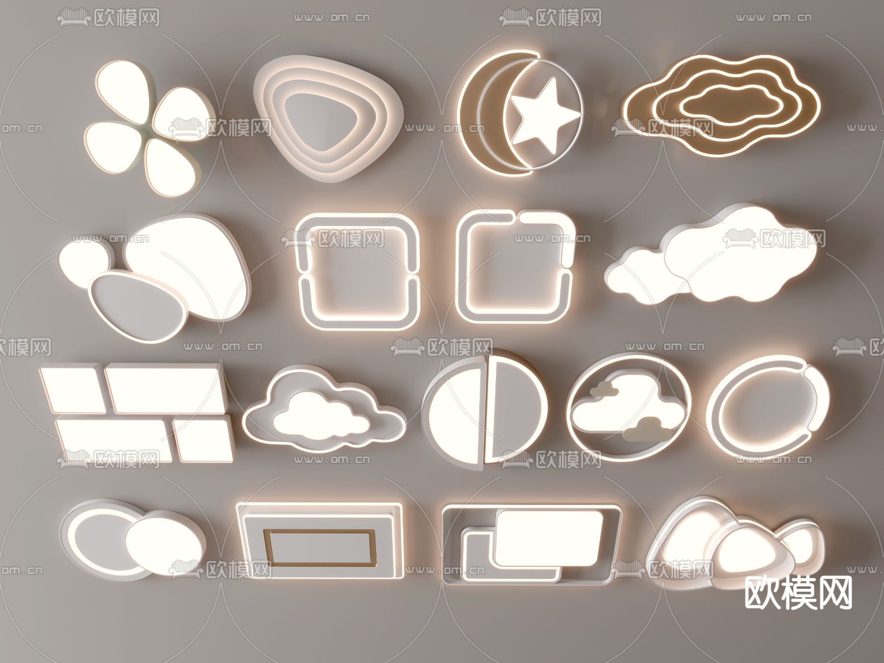 几何吸顶灯 卧室灯su模型下载（渲染图1）