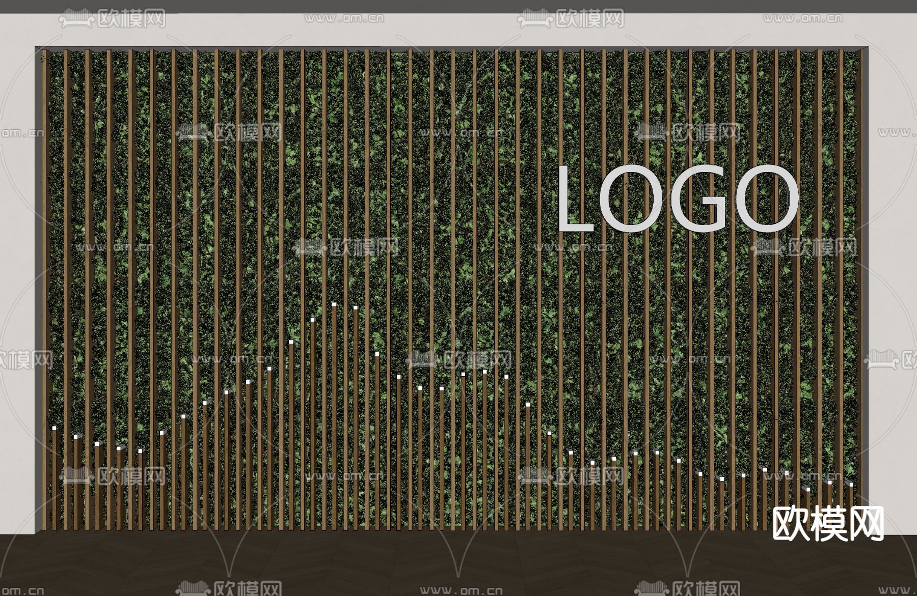 绿植背景墙su模型下载（渲染图1）