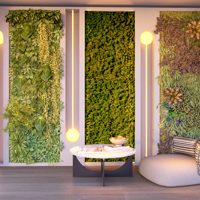  植物墙 绿植墙 苔藓墙su模型 