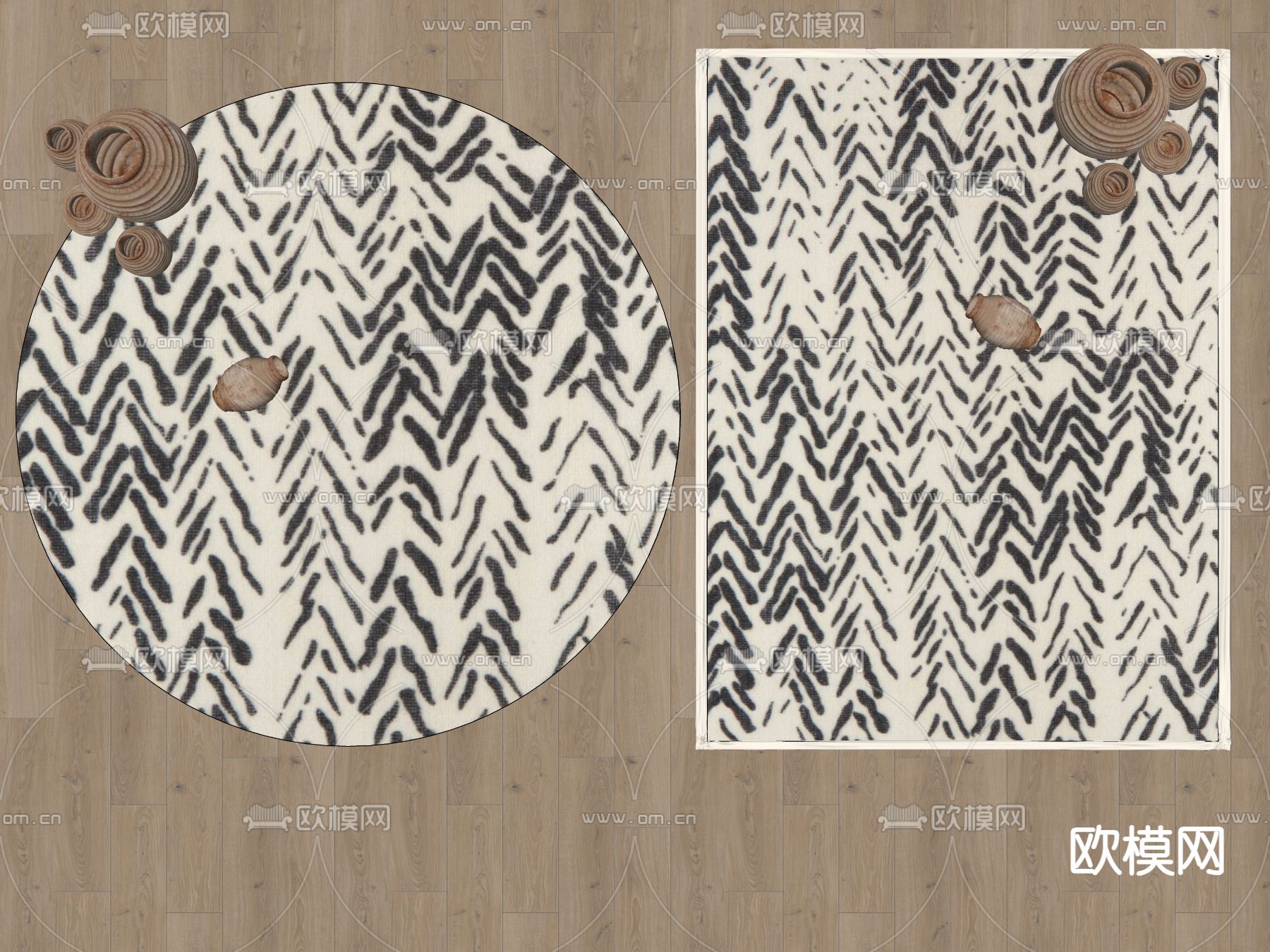 圆形地毯 方毯su模型下载（渲染图2）