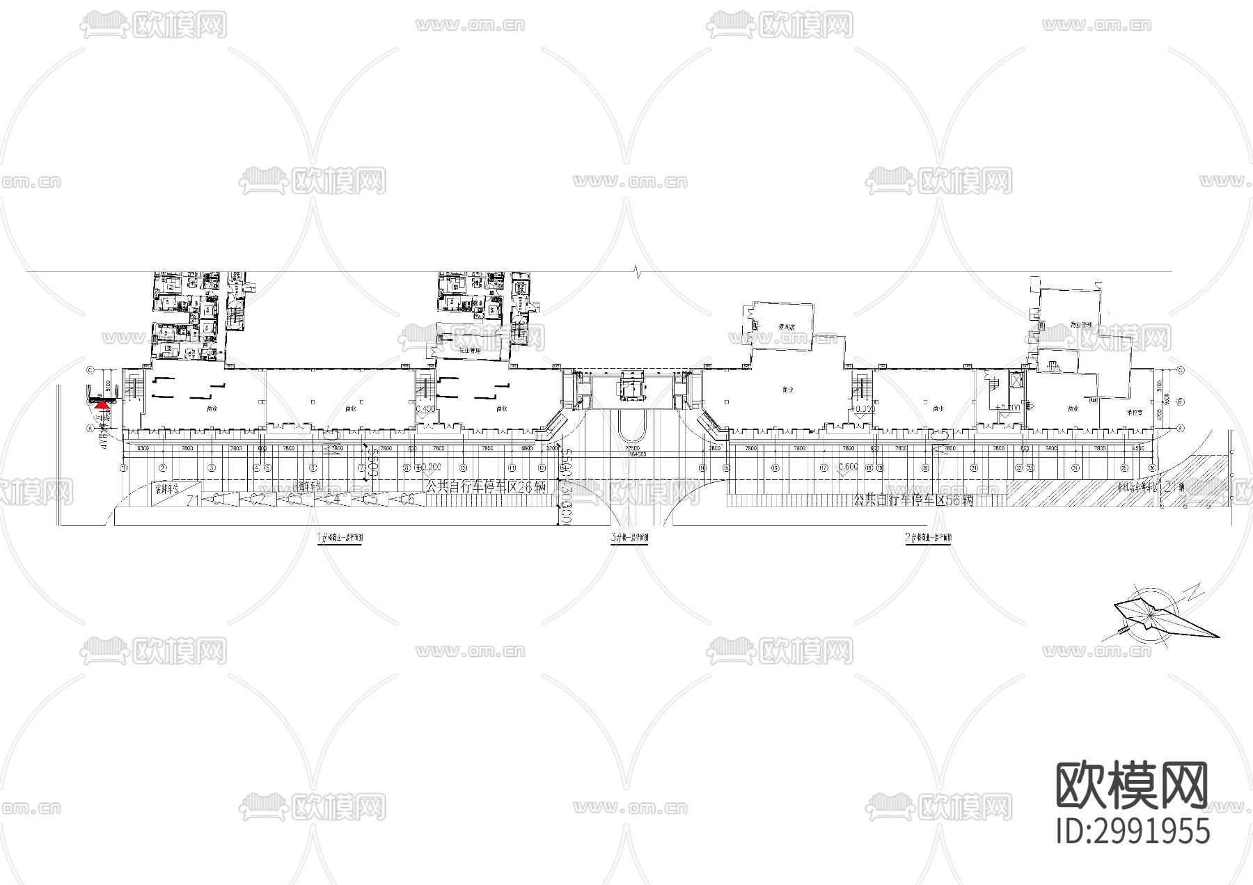 沿街商业cad施工图下载（渲染图1）