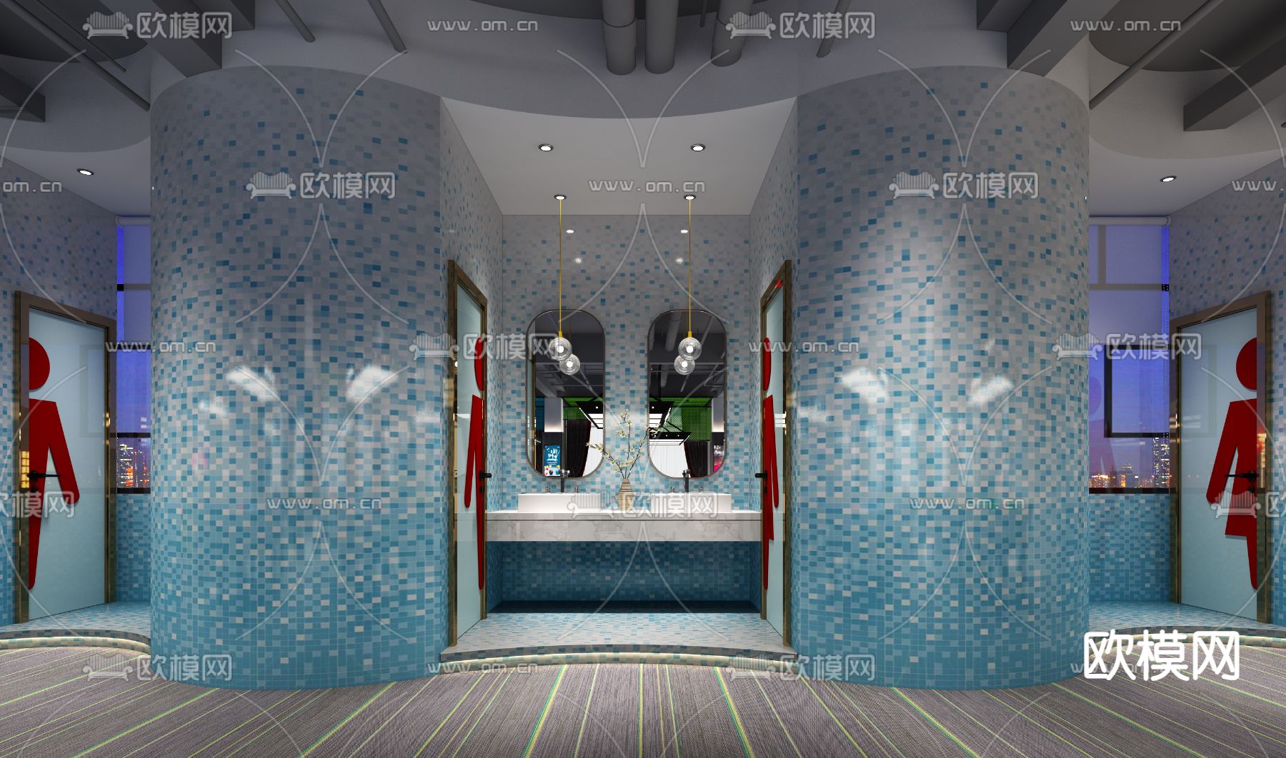 台球室 桌球馆3d模型下载（渲染图3）