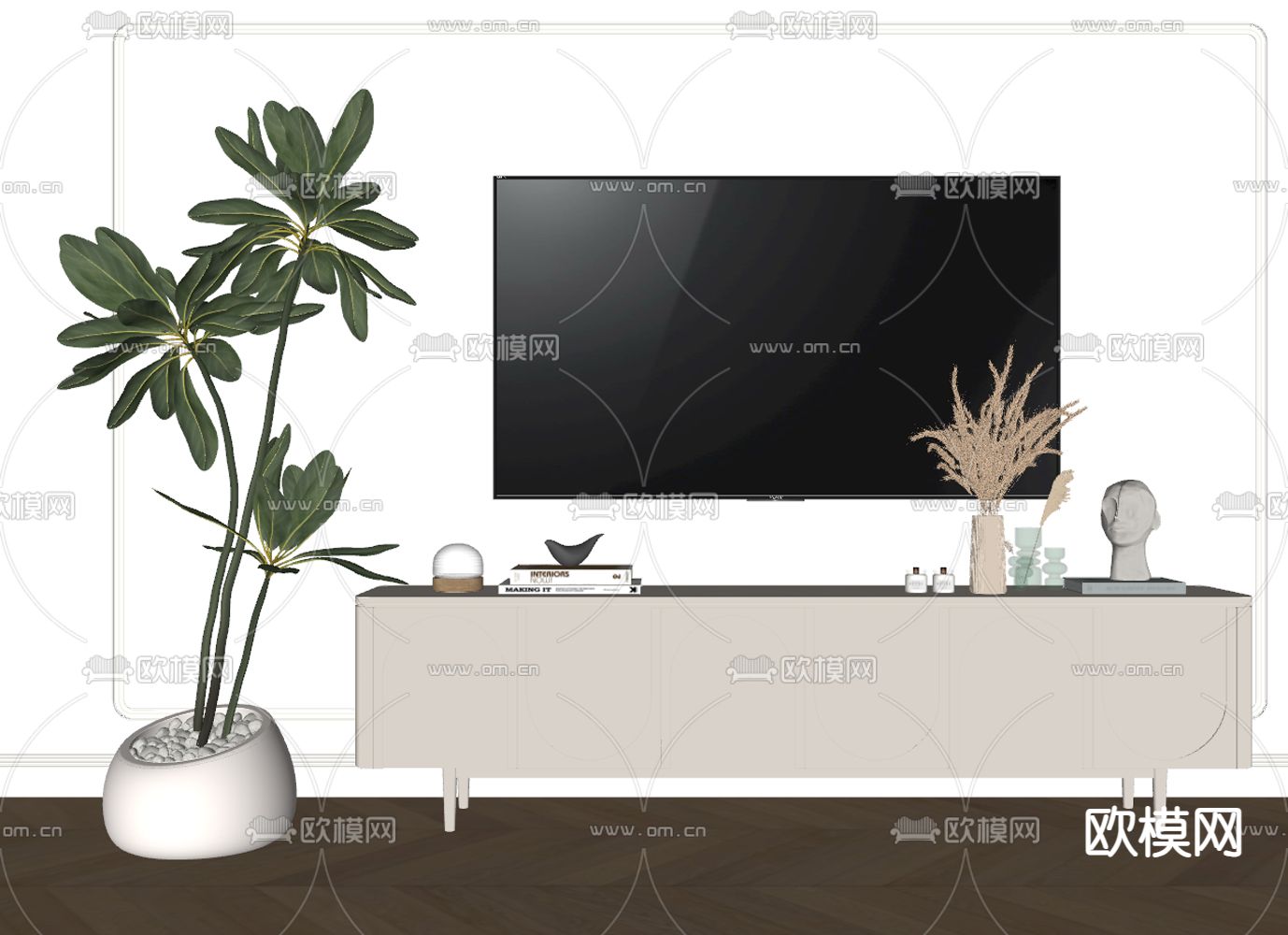 现代电视柜su模型下载_ID15026272_sketchup模型下载-欧模网