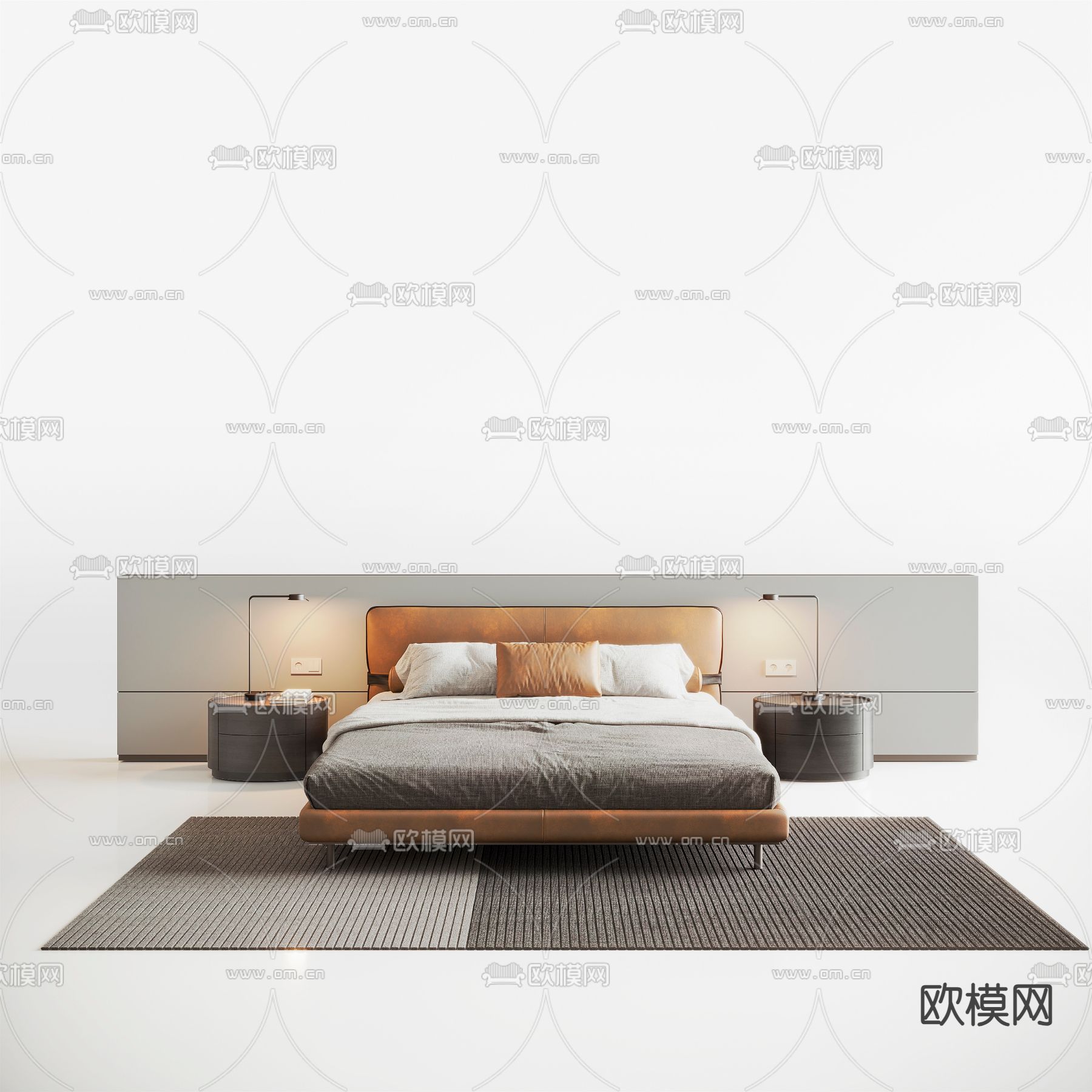 Minotti 双人床3d模型下载（渲染图1）