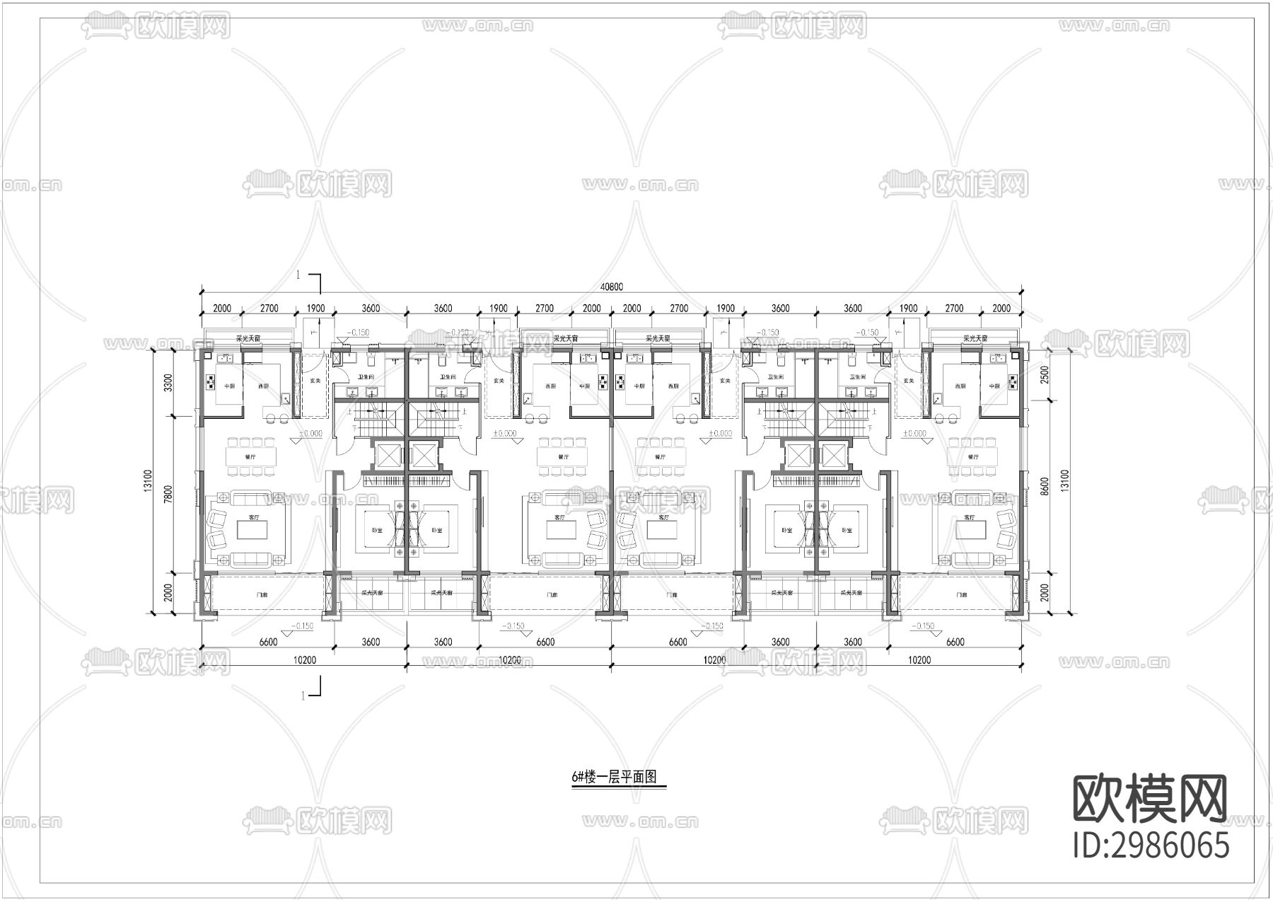 284平三层联排别墅cad施工图下载（渲染图1）