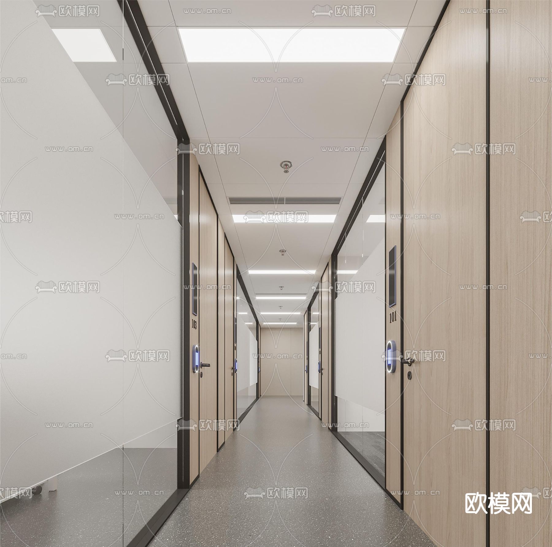 办公室走廊 过道3d模型下载